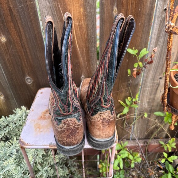 Ariat Mens Leather Cowboy Work Boots 9.5 Square Toe Western Rancher ATS 10016280 - Picture 2 of 16
